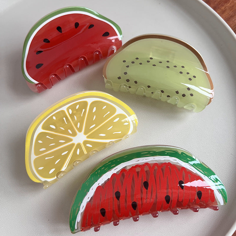 Pinza para el pelo de fruta acrílica de verano para mujeres