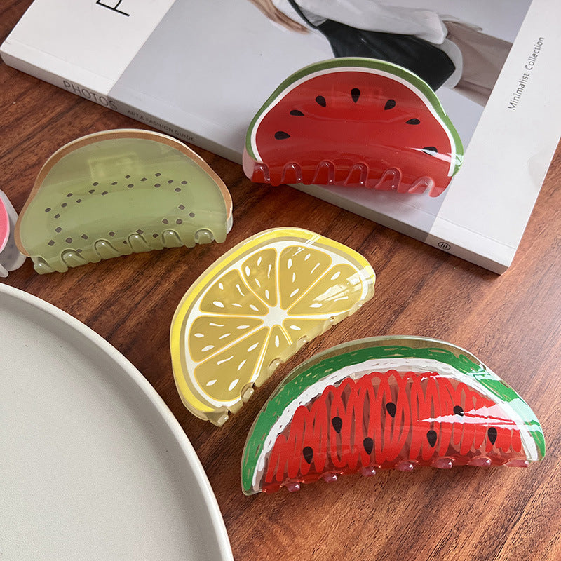 Pinza para el pelo de fruta acrílica de verano para mujeres