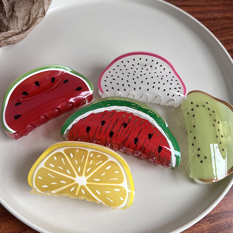 Pinza para el pelo de fruta acrílica de verano para mujeres