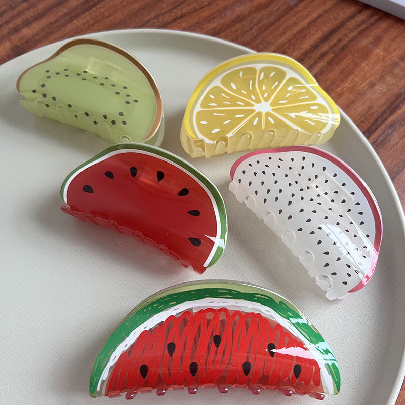 Pinza para el pelo de fruta acrílica de verano para mujeres